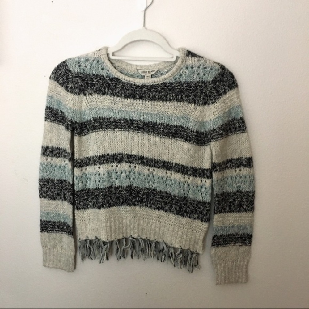 Lucky Brand Size  S Juniors Blue and White with shag trim